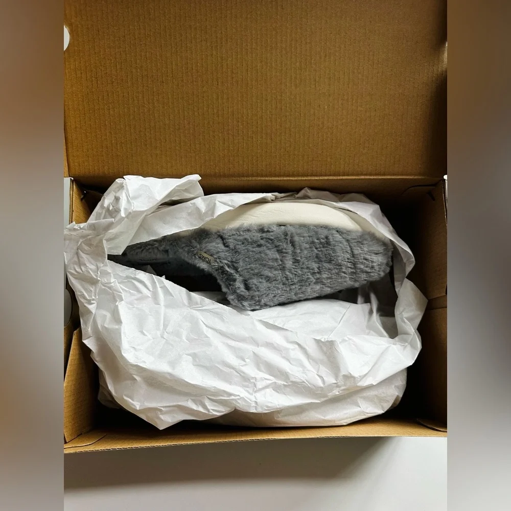 Toms Fluff Slippers Alpargata Mallow Mule Grey Smoke Faux Fur Women NEW Size 9.5 - Picture 13 of 15